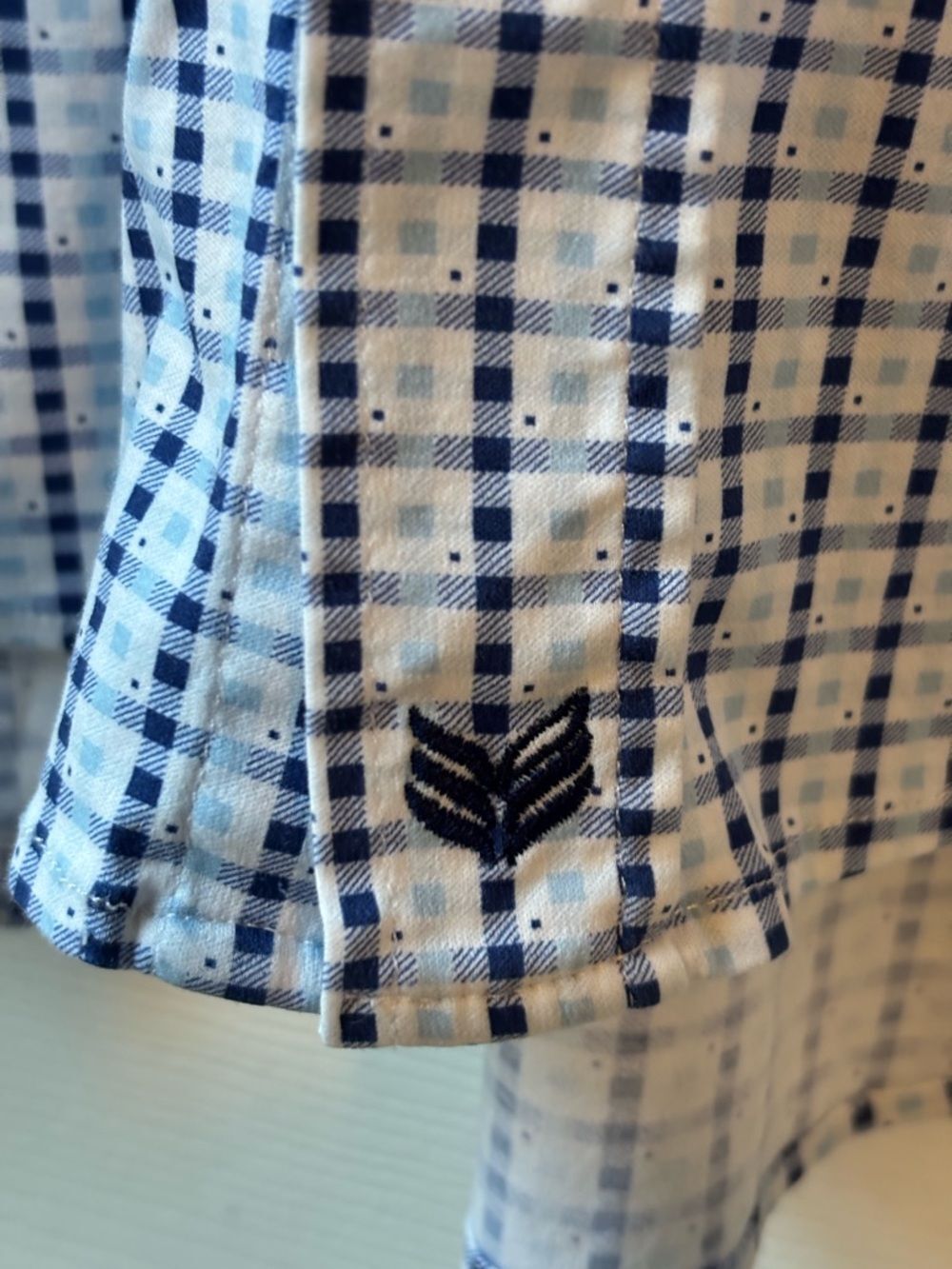 Large Tall Fit Buttercloth Blue White Checked Long Sleeve Button Up Shirt - Picture 4 of 13
